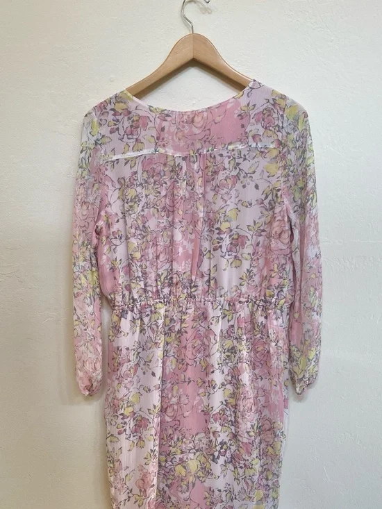 Sundance Silk Floral Wrap Dress Pink Boho Cottagecore Long Sleeve Size 6 NWT - Picture 5 of 13
